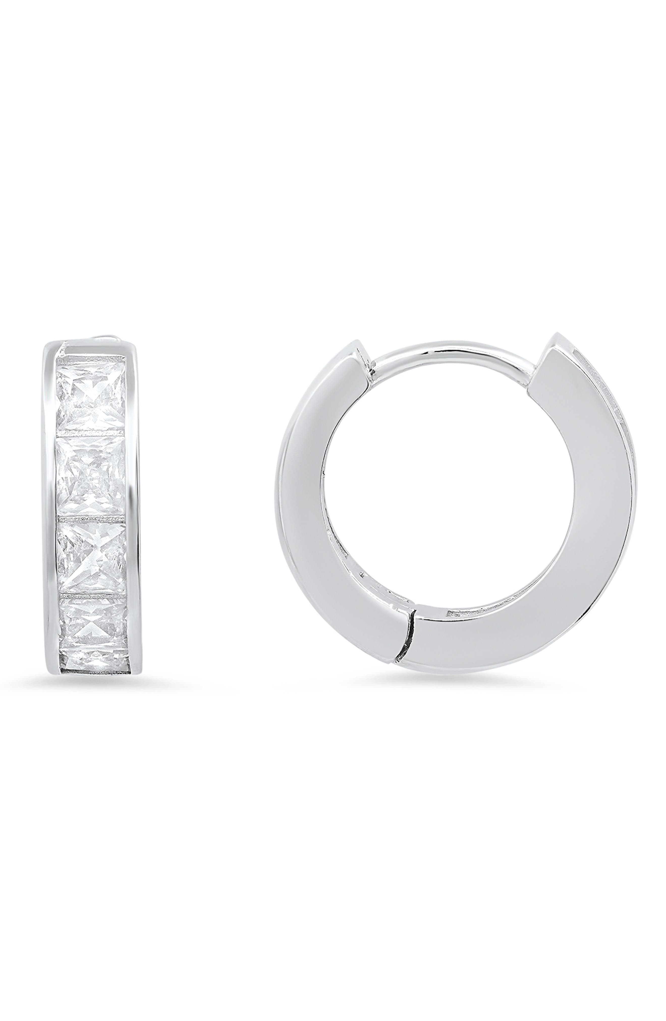 Queen Jewels Sterling Silver Petite CZ Huggie Hoop Earrings