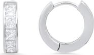 Queen Jewels Sterling Silver Petite CZ Huggie Hoop Earrings
