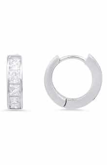 Queen Jewels Sterling Silver Petite CZ Huggie Hoop Earrings
