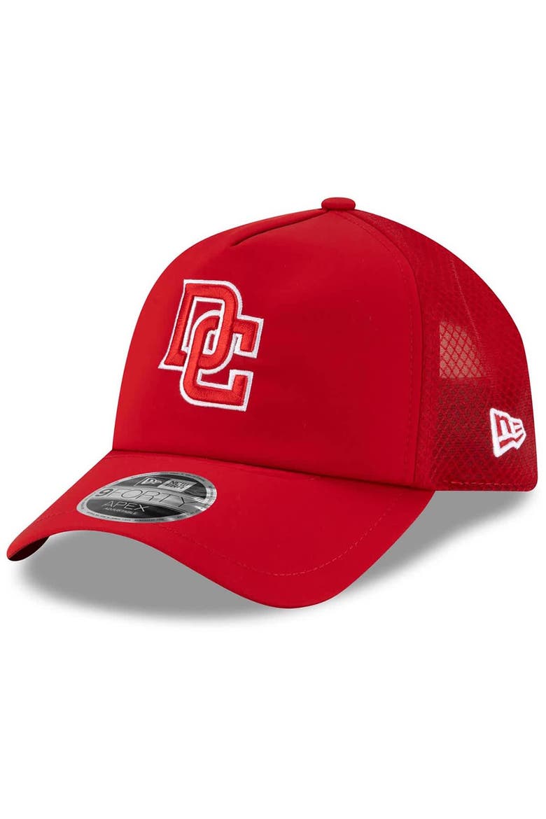 Men's New Era Red Washington Nationals 2026 Batting Practice Apex 9FORTY Adjustable Trucker Hat, Main, color, Red