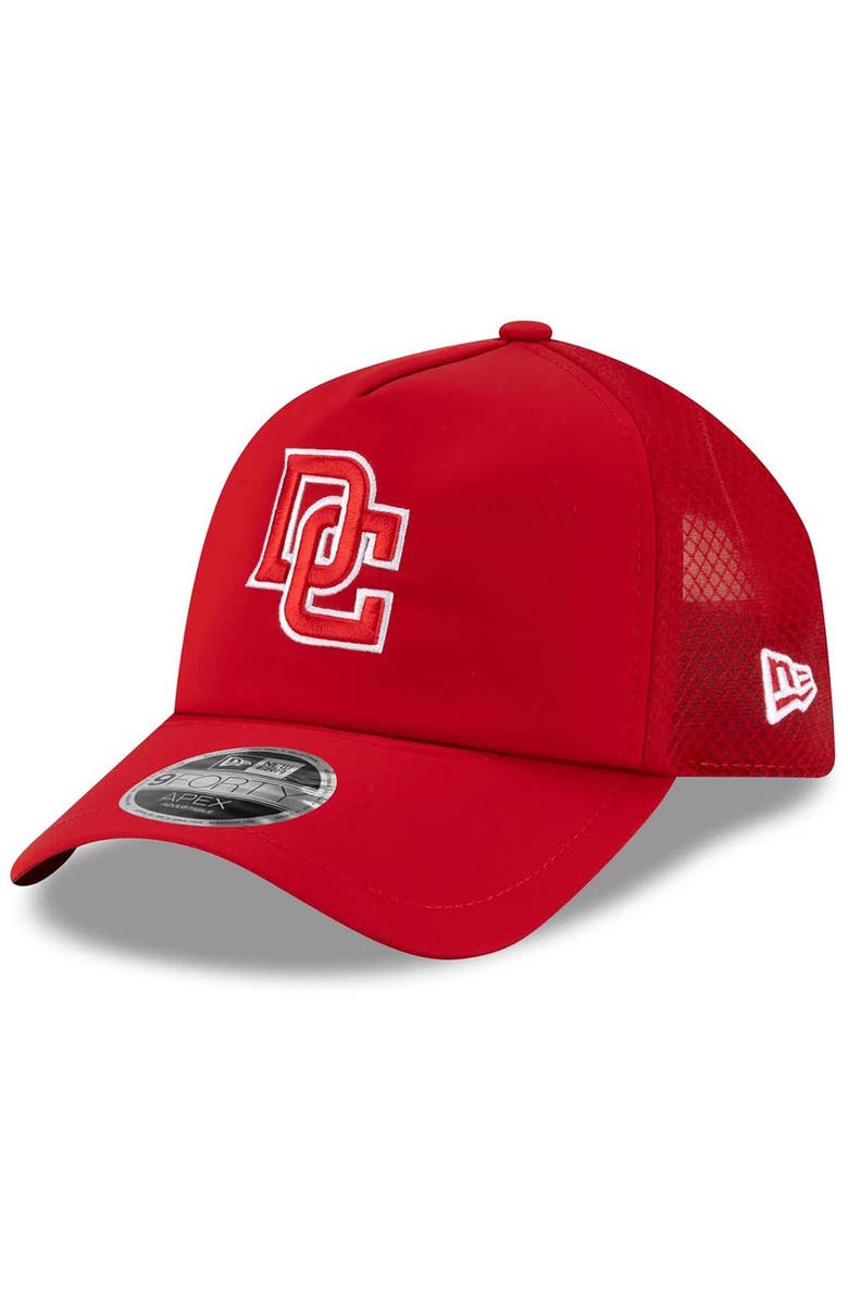 New Era Men's New Era Red Washington Nationals 2026 Batting Practice Apex 9FORTY Adjustable Trucker Hat, Main, color, Red