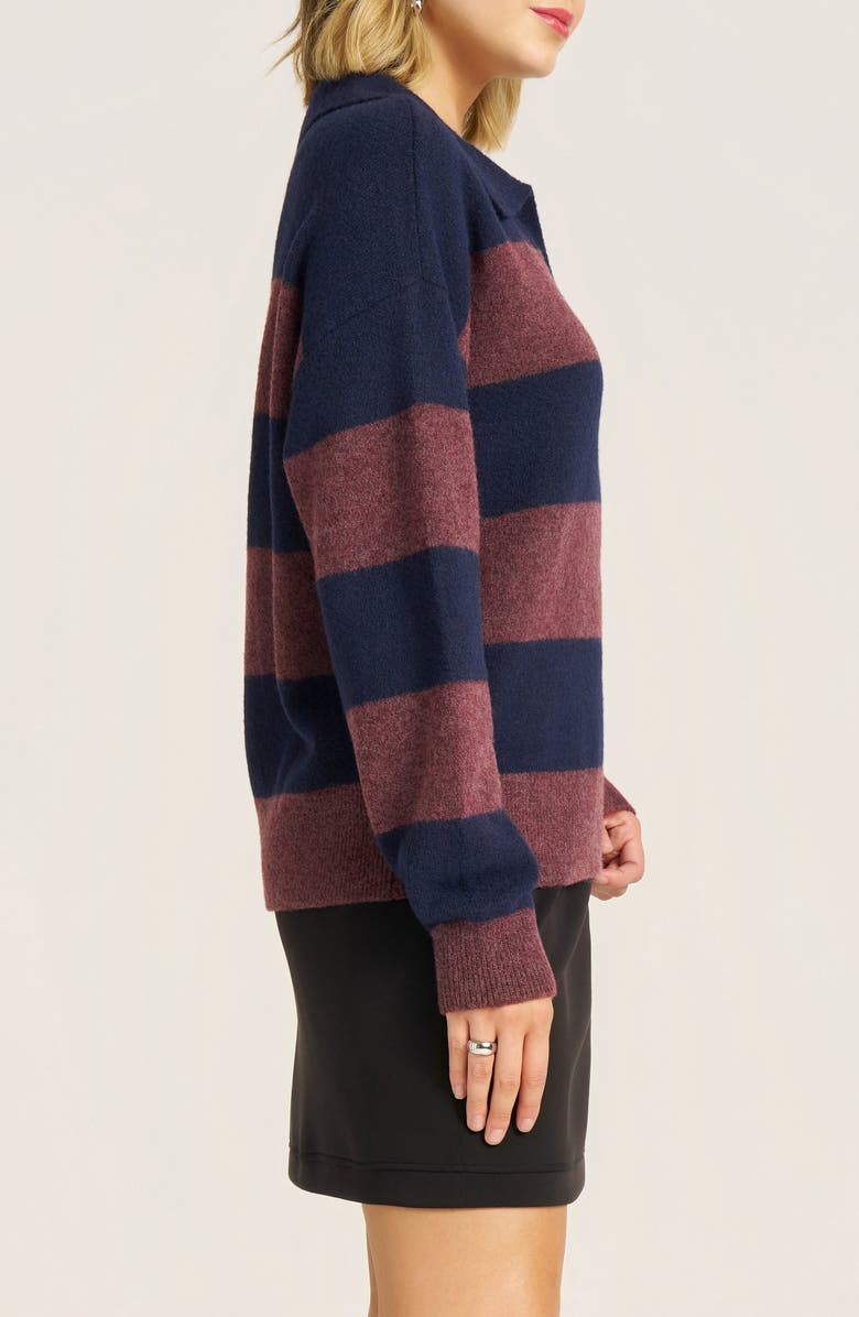 matty m. Kristie Stripe Johnny Collar Sweater, Alternate, color, Navy