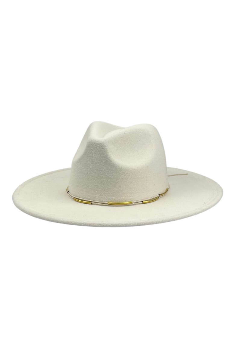 Metal Trim Felt Fedora, Main, color, IVORY