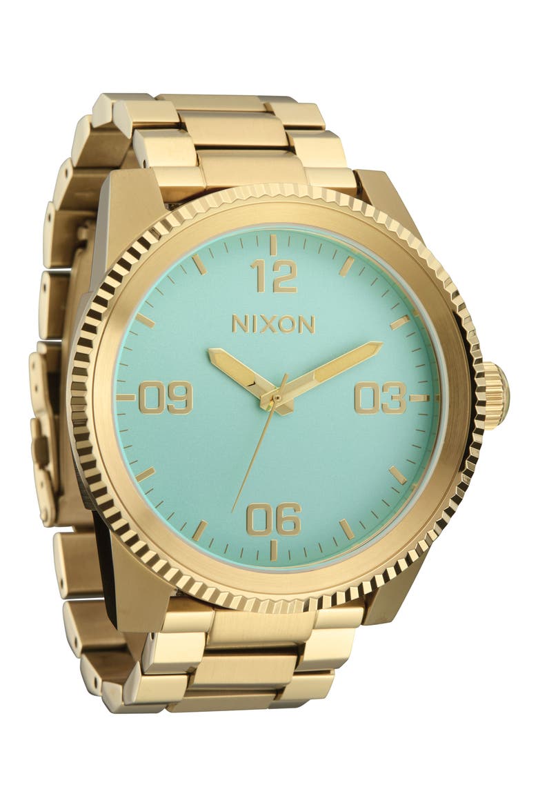 Corporal Bracelet Watch, 48mm, Alternate, color, GOLD / TURQUOISE / GOLD