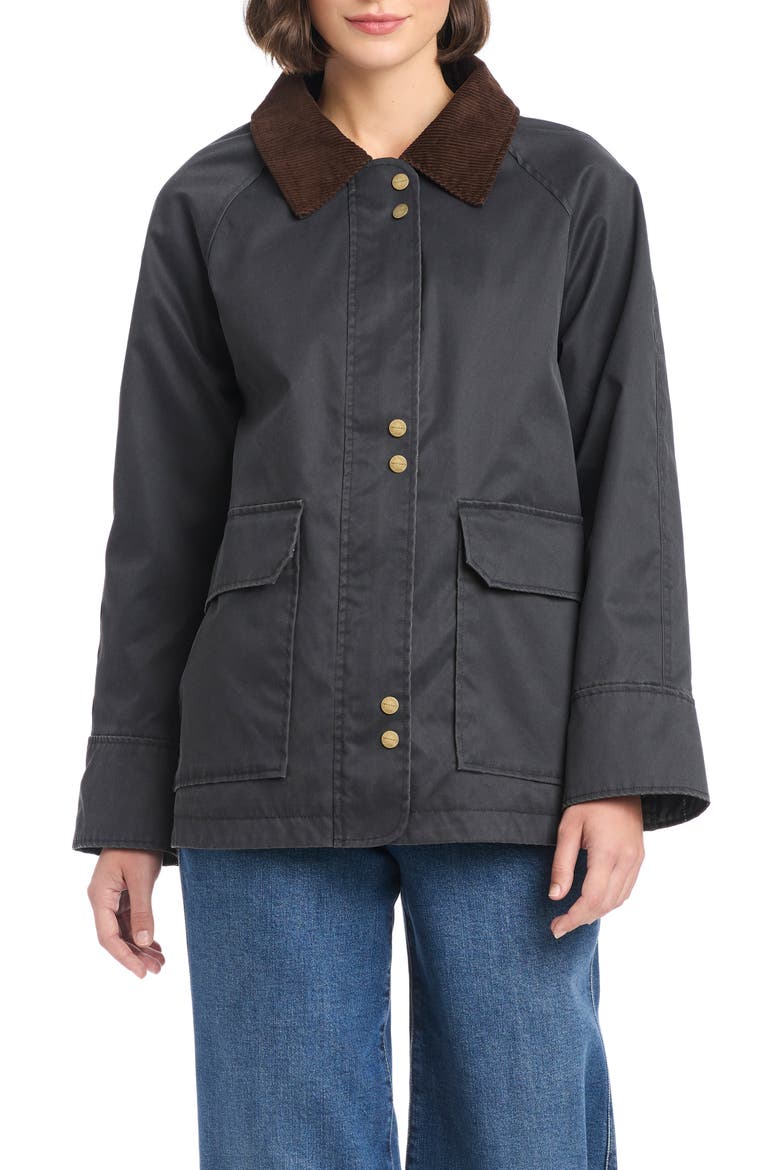 Waxed Barn Jacket, Main, color, BLACK