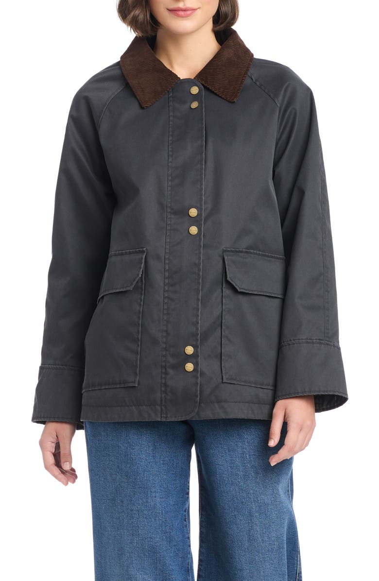 Sanctuary Waxed Barn Jacket, Main, color, Black