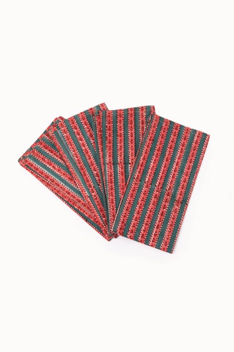 Stripe Block Print Napkins Set of 4