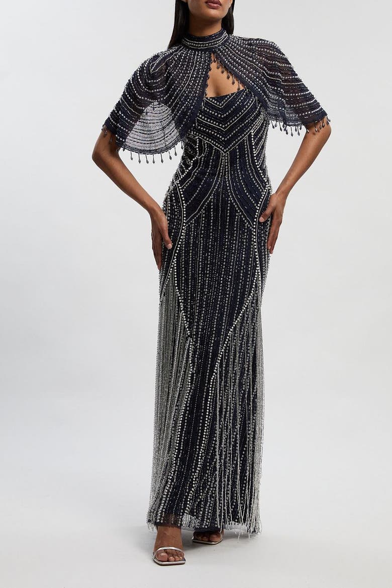 Crystal Maxi Dress, Alternate, color, Navy