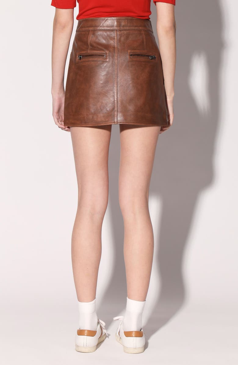 Walter Baker Shirley Leather Miniskirt, Alternate, color, Teak