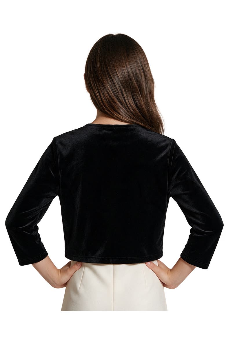 Kid's Cropped Velvet Bolero Jacket, Alternate, color, Black