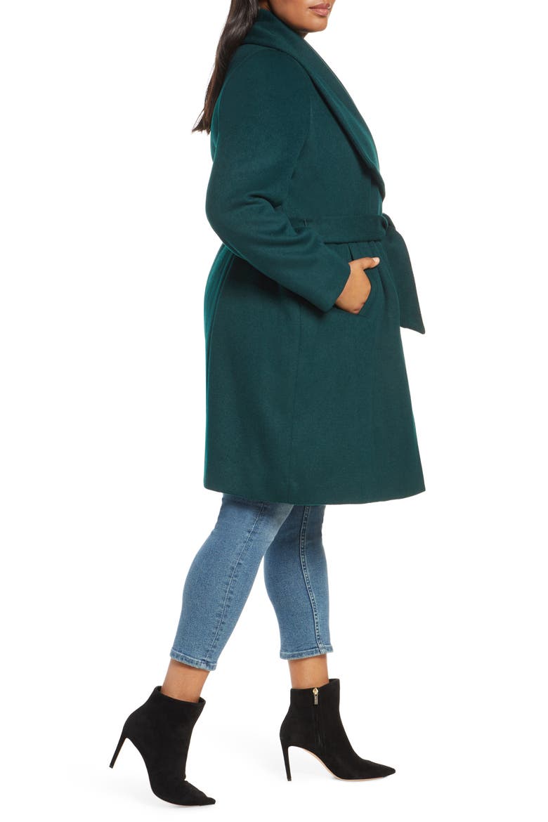 Slick Wool Blend Wrap Coat, Alternate, color, PETROLEUM