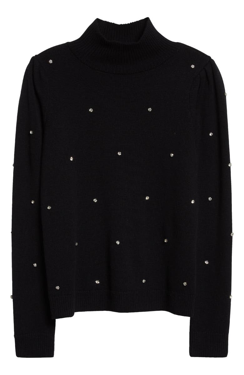 Milly Crystal Embellished Turtleneck Merino Wool Blend Sweater, Alternate, color, 