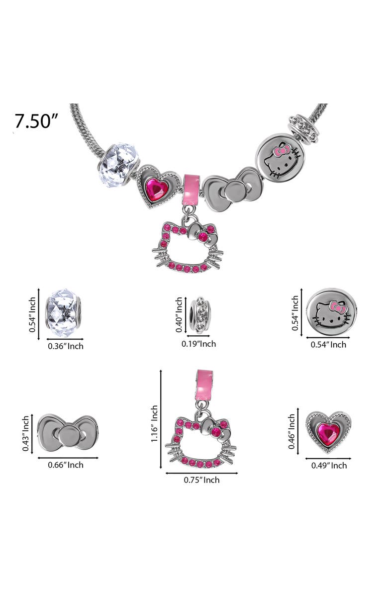 Hello Kitty 7'' Fashion Charm Bead Bracelet, Alternate, color, Silver