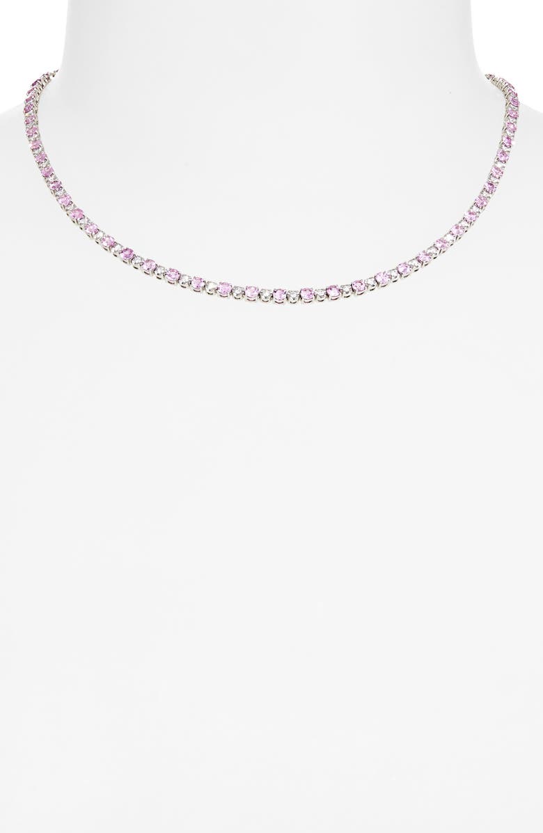 VALANI ATELIER Pink Sapphire & Diamond Eternity Necklace, Alternate, color, 