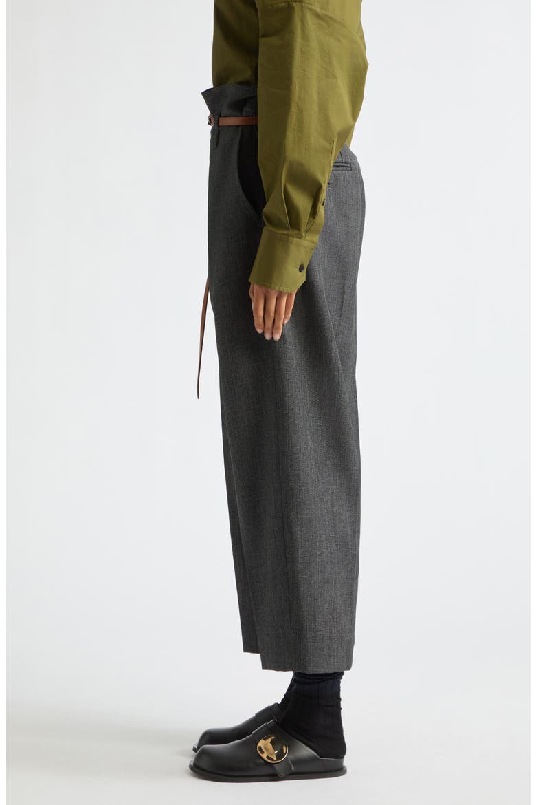 High Waist Wide Leg Trousers, Alternate, color, MELANGE BLACK / WHITE