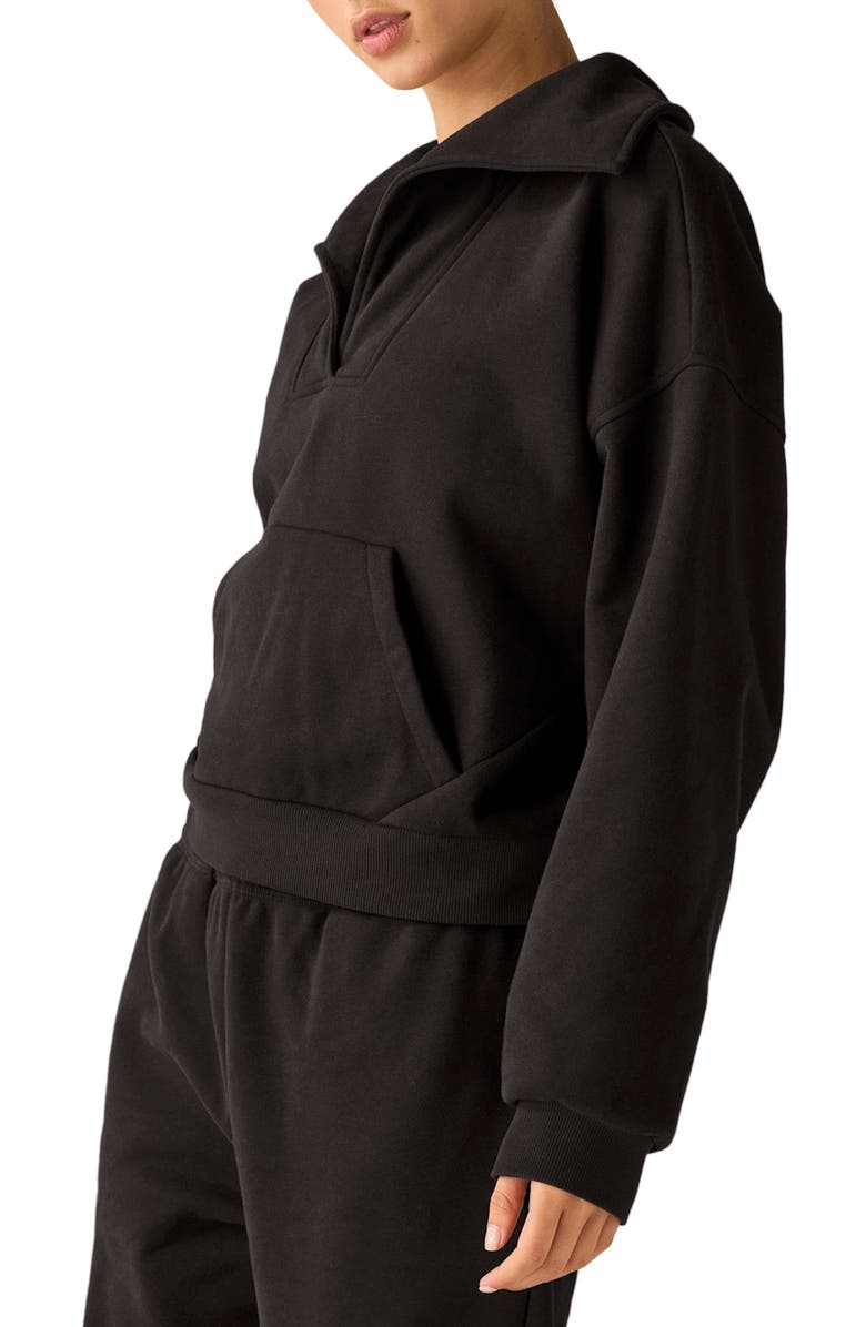 Beyond Yoga Street Smart Johnny Collar Fleece Sweatshirt, Alternate, color, Black