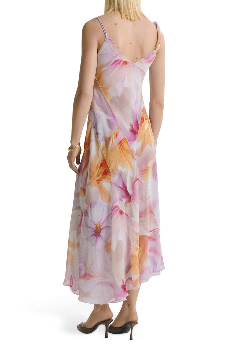 MANGO Floral Print Asymmetric Chiffon Maxi Dress, Alternate, color, Light/ Pastel Purple
