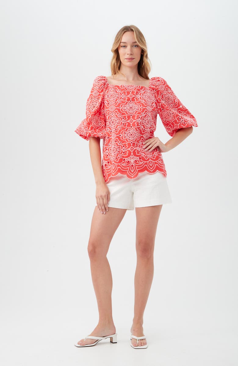 Trina Turk Veil 2 Top, Alternate, color, Capri Coral/ Whitewash