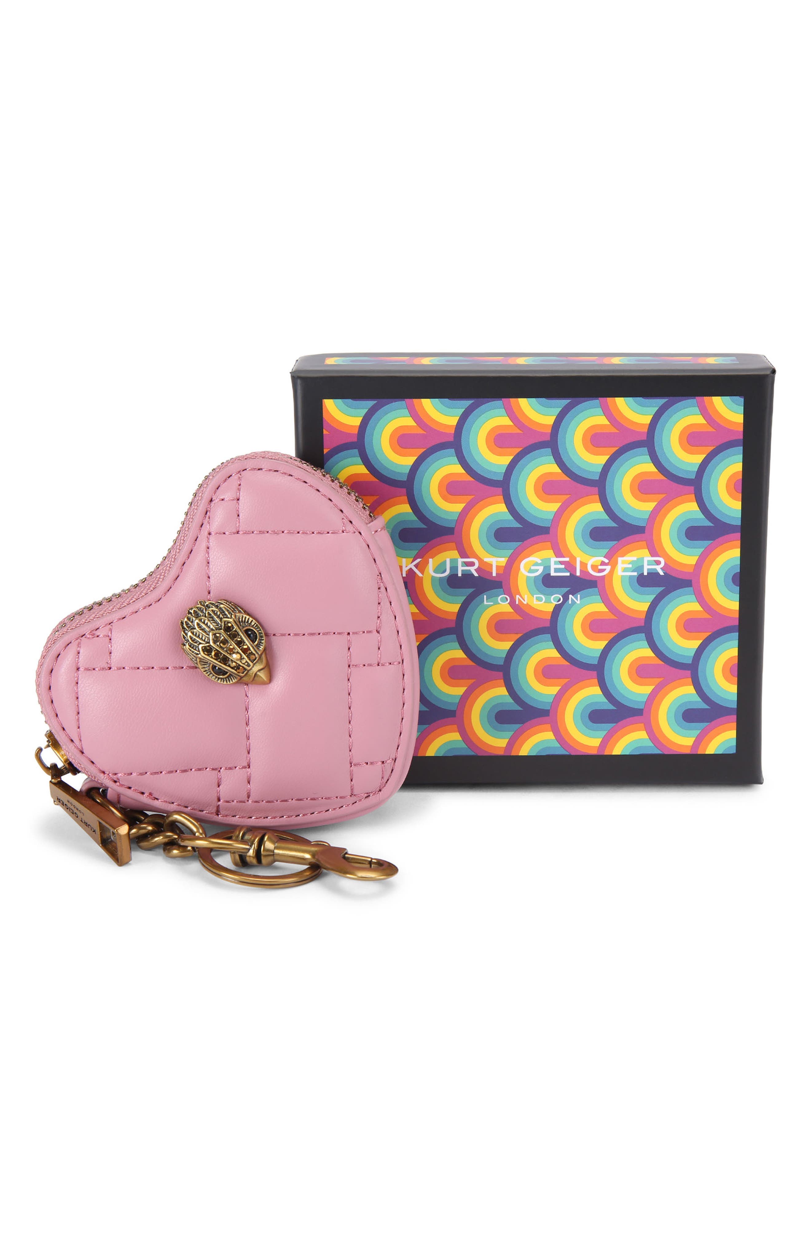 Kurt Geiger London Kensington Heart Bag Charm, Alternate, color, Pink