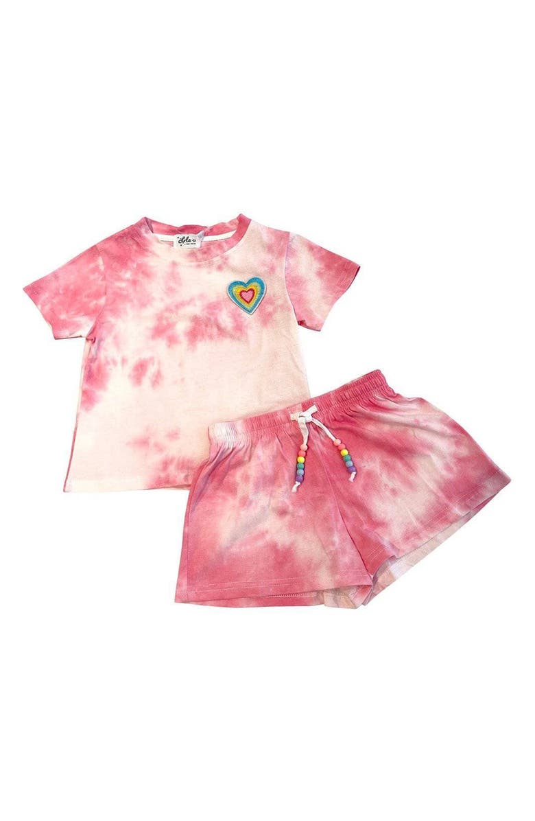 Lola + The Boys Lola & the Boys Pink Tie-Dye T-Shirt & Shorts Set, Main, color,