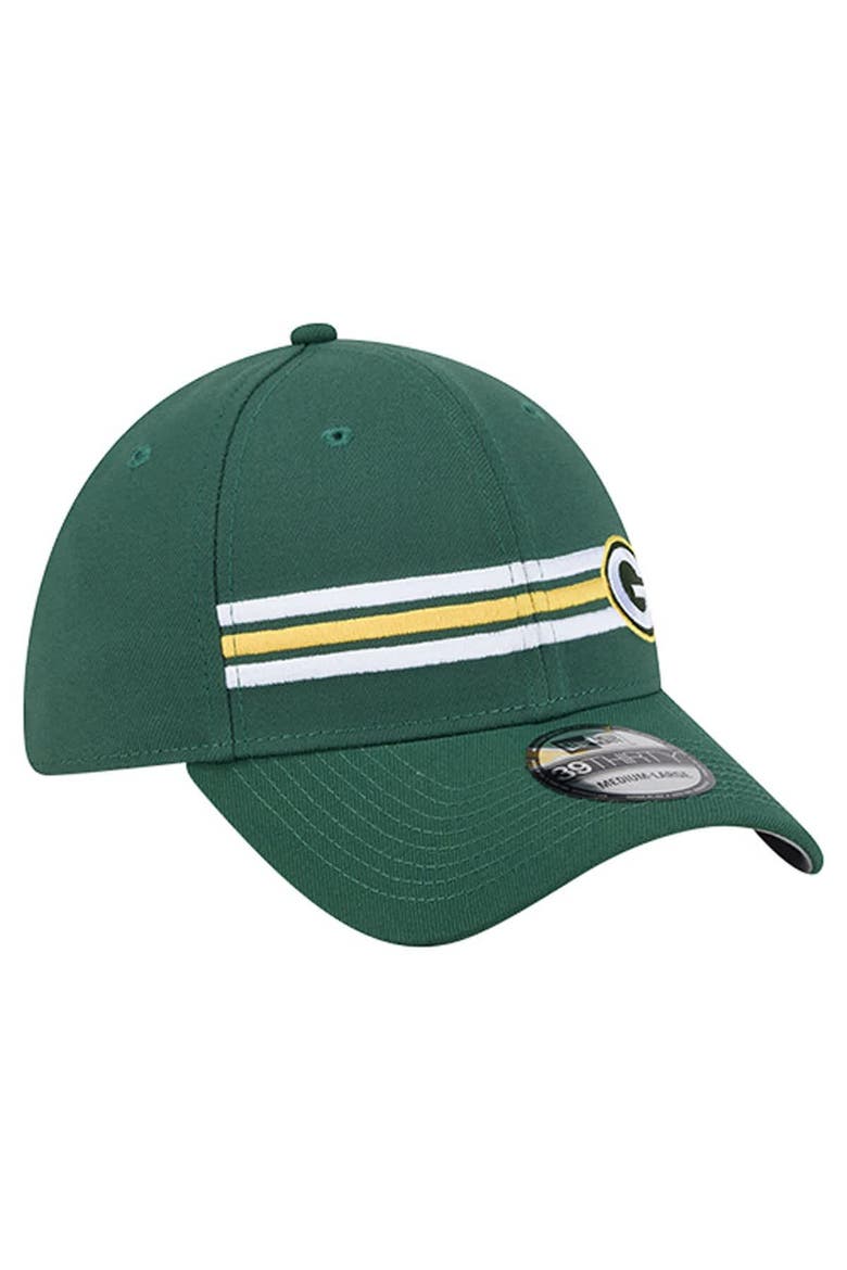 Men's New Era Green Green Bay Packers Stripes 39THIRTY Flex Hat, Alternate, color, Green
