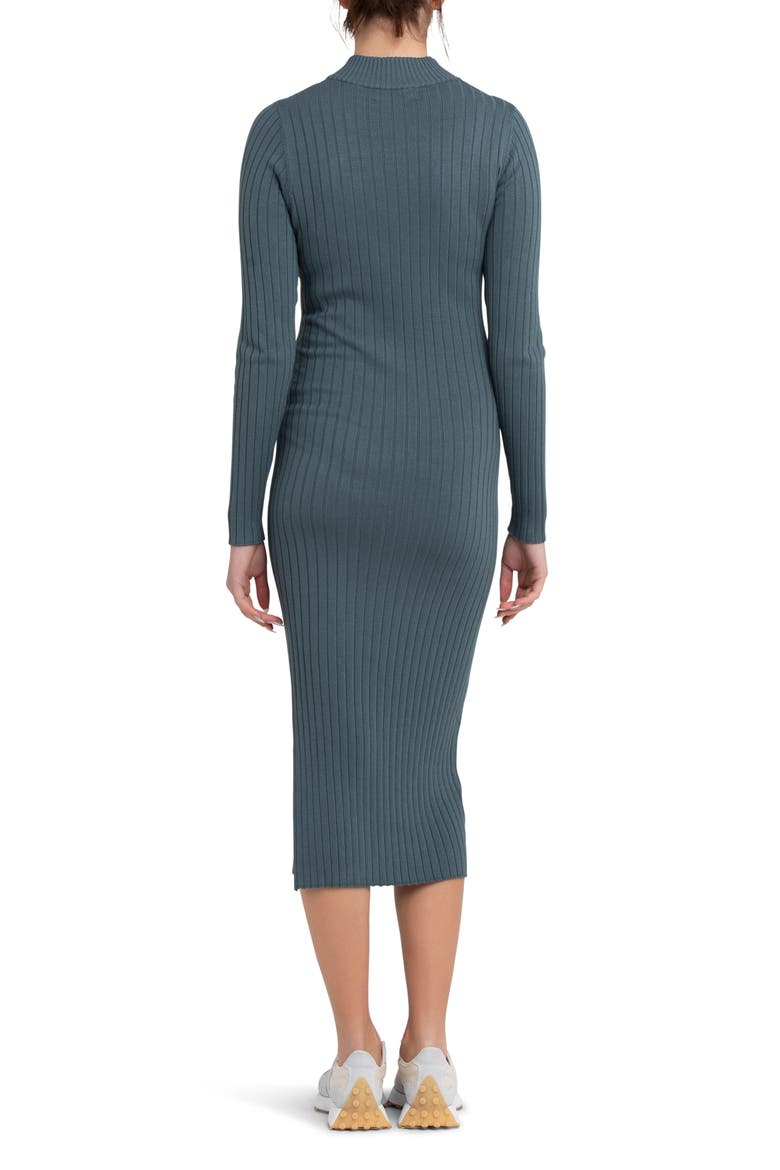 Nella Long Sleeve Rib Maternity Dress, Alternate, color, TEAL