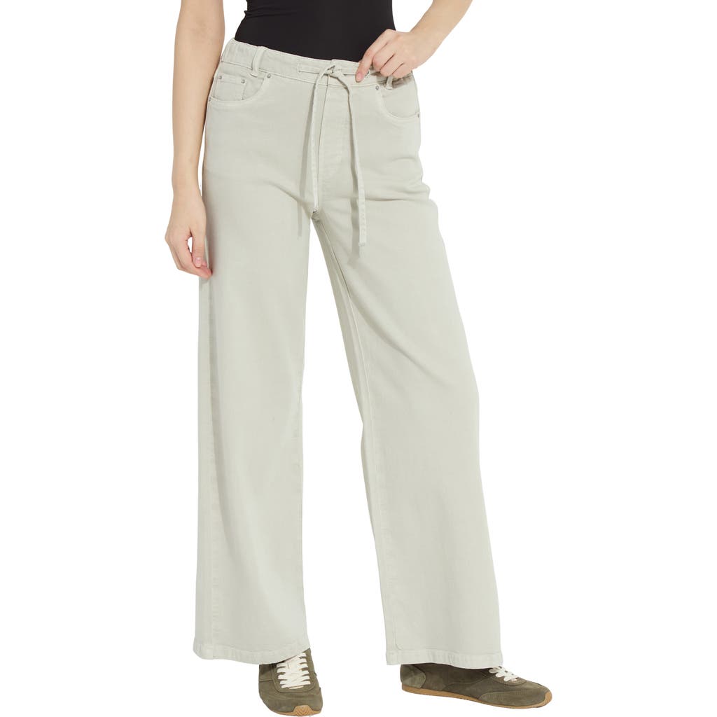 Lysse Nellie Drawstring Wide Leg Jeans in Refined Taupe at Nordstrom, Size Large