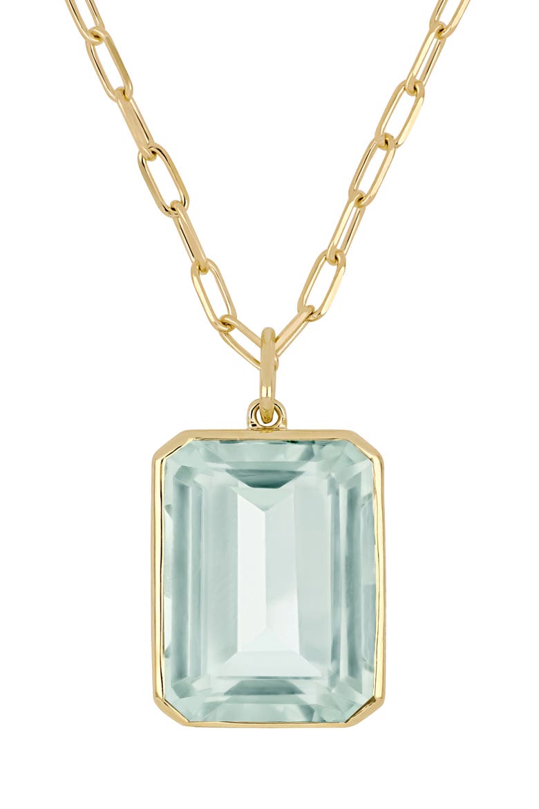 14k Gold Green Amethyst Pendant Necklace, Main, color, 14KY