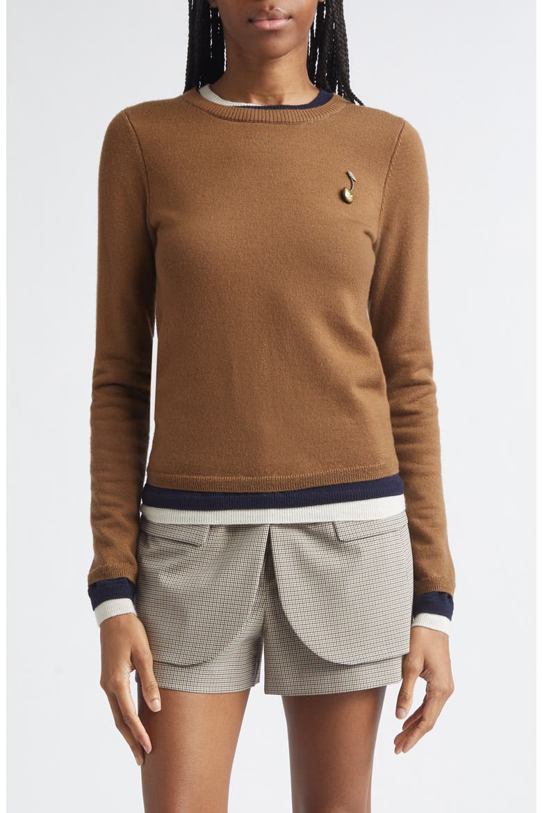 Triple Layer Merino Wool Sweater, Main, color, BROWN/ MID/ IVY