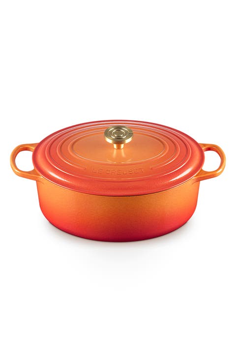Signature 6.75-Quart Oval Enamel Cast Iron Dutch Oven with Lid