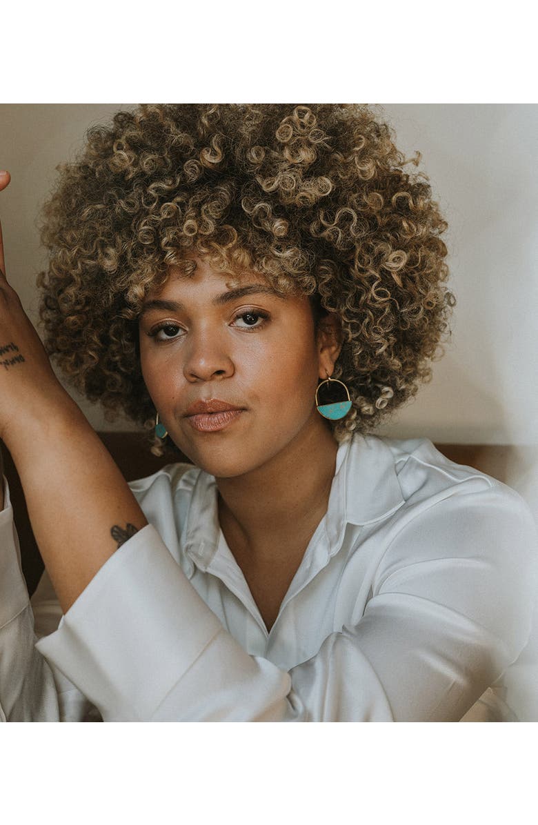 Matr Boomie Sandhya Reconstituted Stone Hoop Drop Earrings, Alternate, color, Turquoise