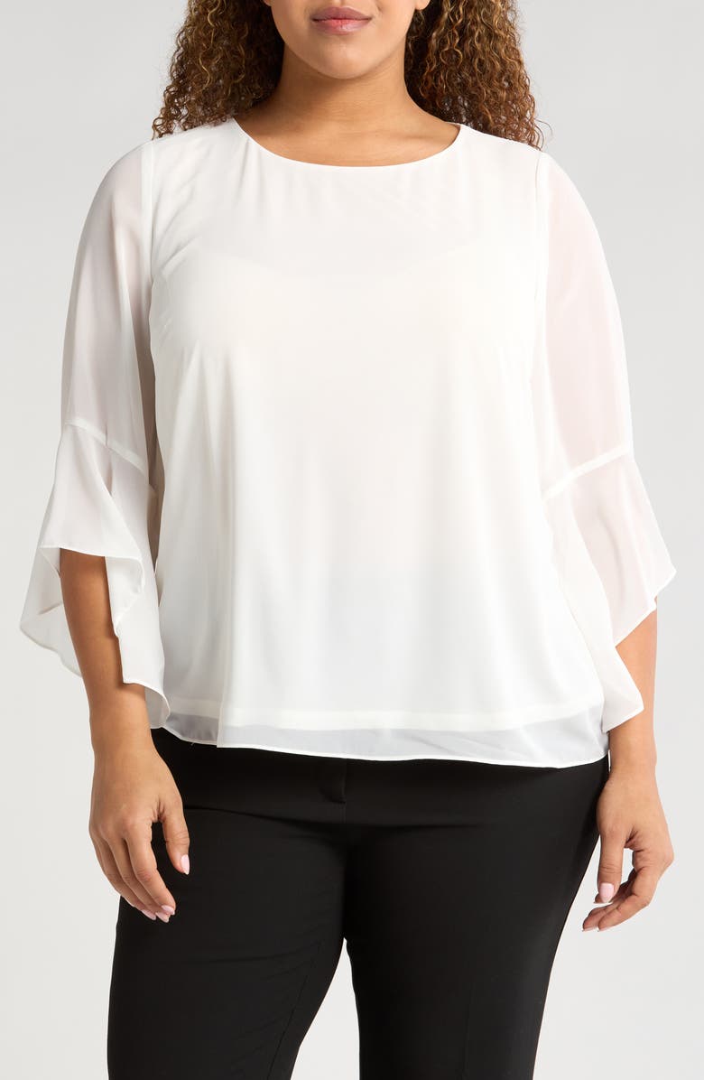 KASPER Ruffle Sleeve Top, Main, color, 