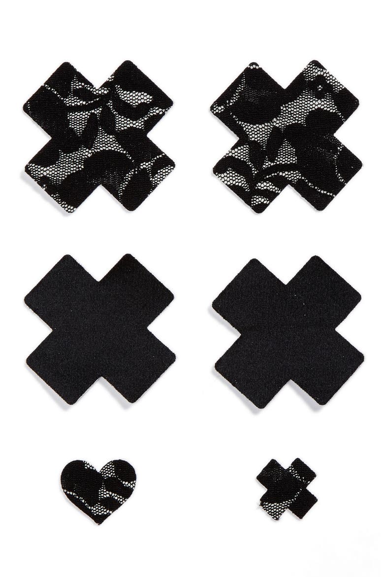 by Bristols Six Cross Nipple Covers, Main, color, BLACK