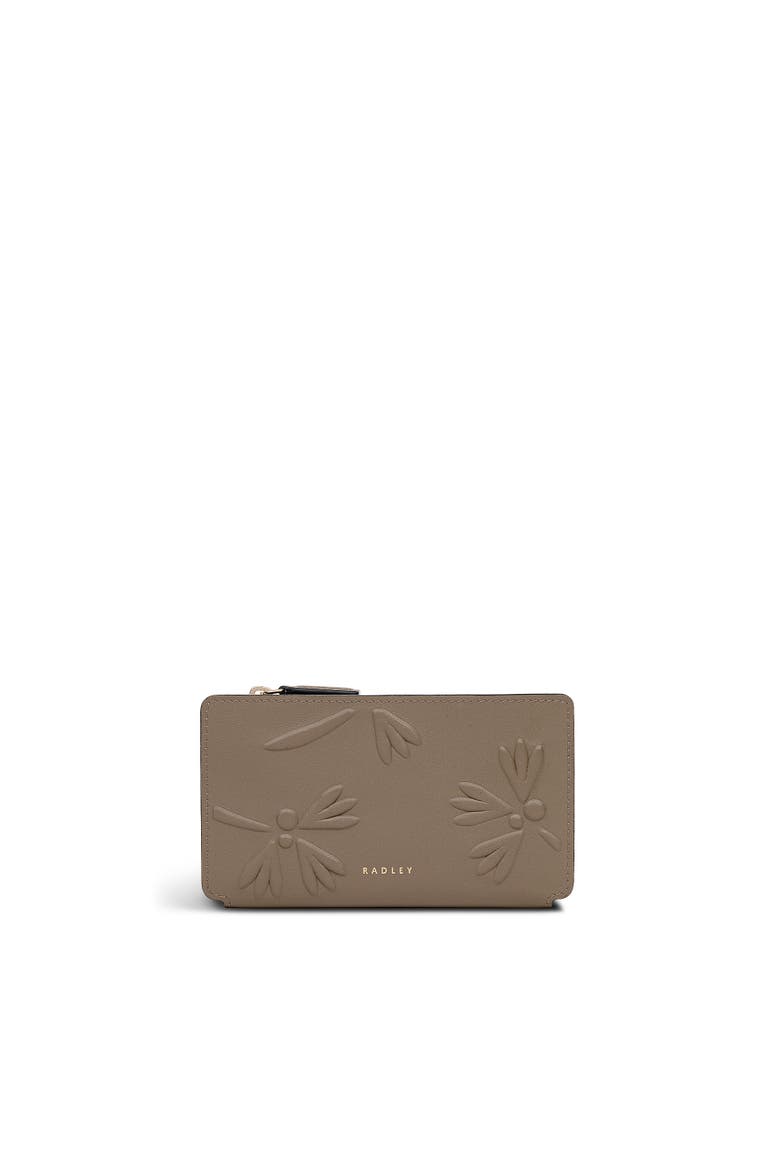 Coin Street - Debossed Medium Ziptop Wallet, Main, color, Coffee