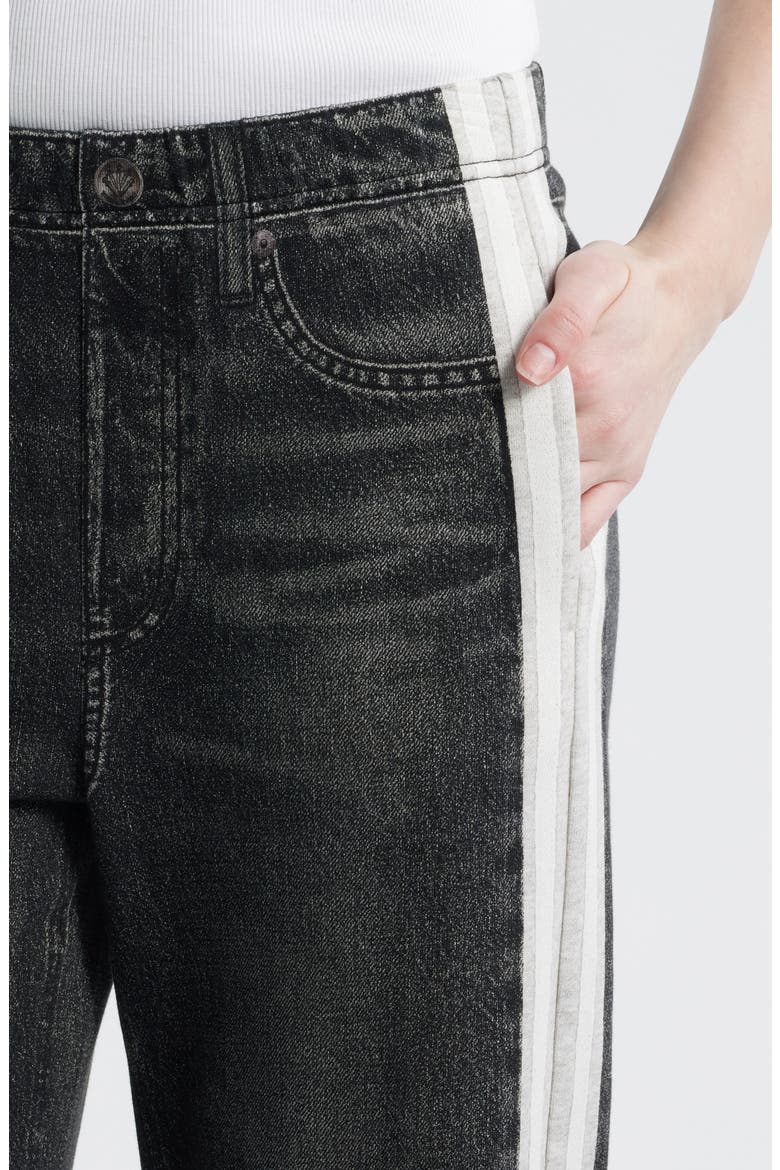 rb Miramar Side Stripe Wide Leg Cotton Terry Sweatpant Jeans, Alternate, color, SPORT WHITE/ BLACK