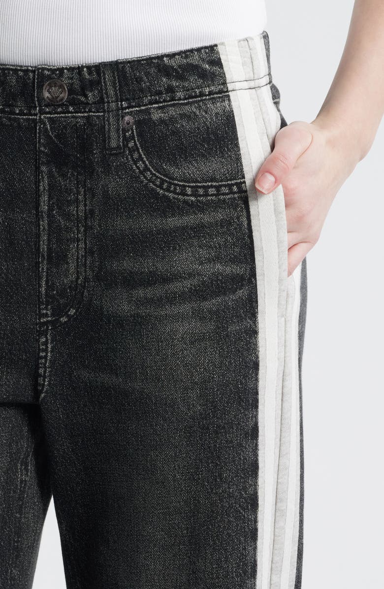 rag & bone Miramar Side Stripe Wide Leg Cotton Terry Sweatpant Jeans, Alternate, color, Sport White/ Black