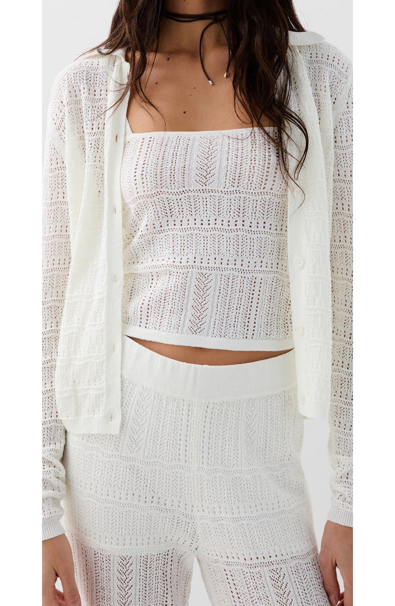 Scalpers Pointelle White Cardigan, Main, color, White