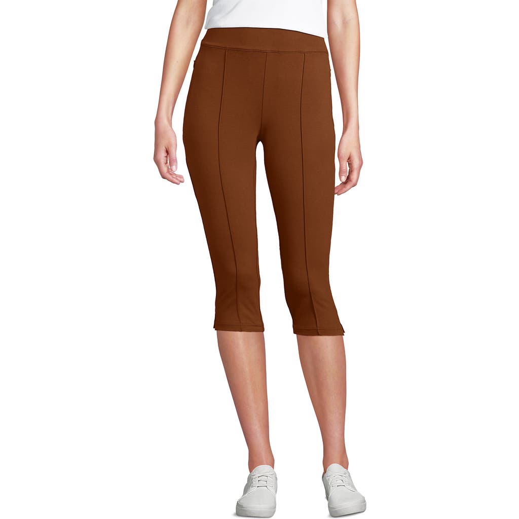 Lands' End Starfish High Rise Pintuck Capri Pants In Brown