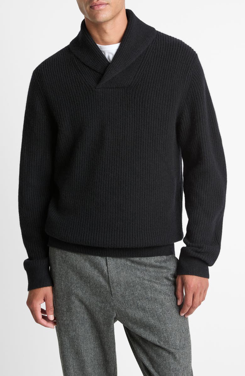 Vince Shaker Stitch Wool & Cashmere Sweater, Main, color, Black