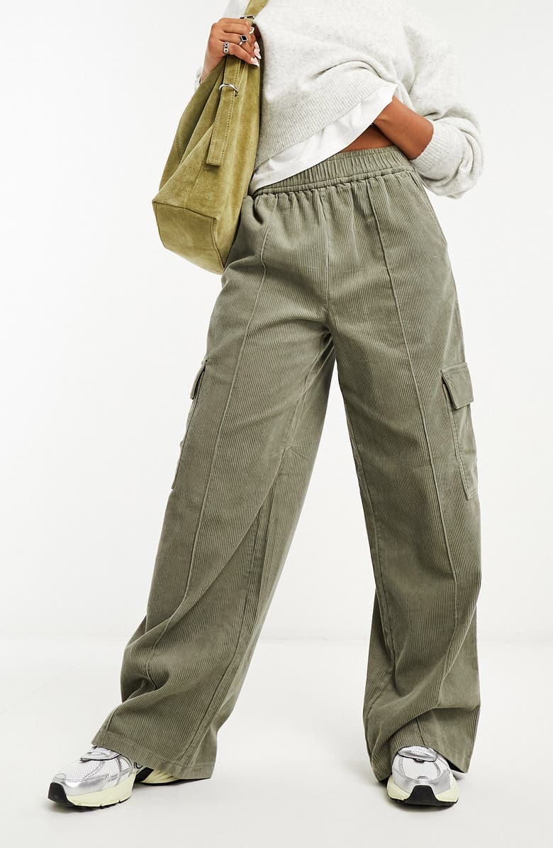 ASOS DESIGN Corduroy Cargo Pants, Main, color, Khaki