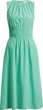 Caslon® Sleeveless Smocked Waist Cotton Midi Dress
