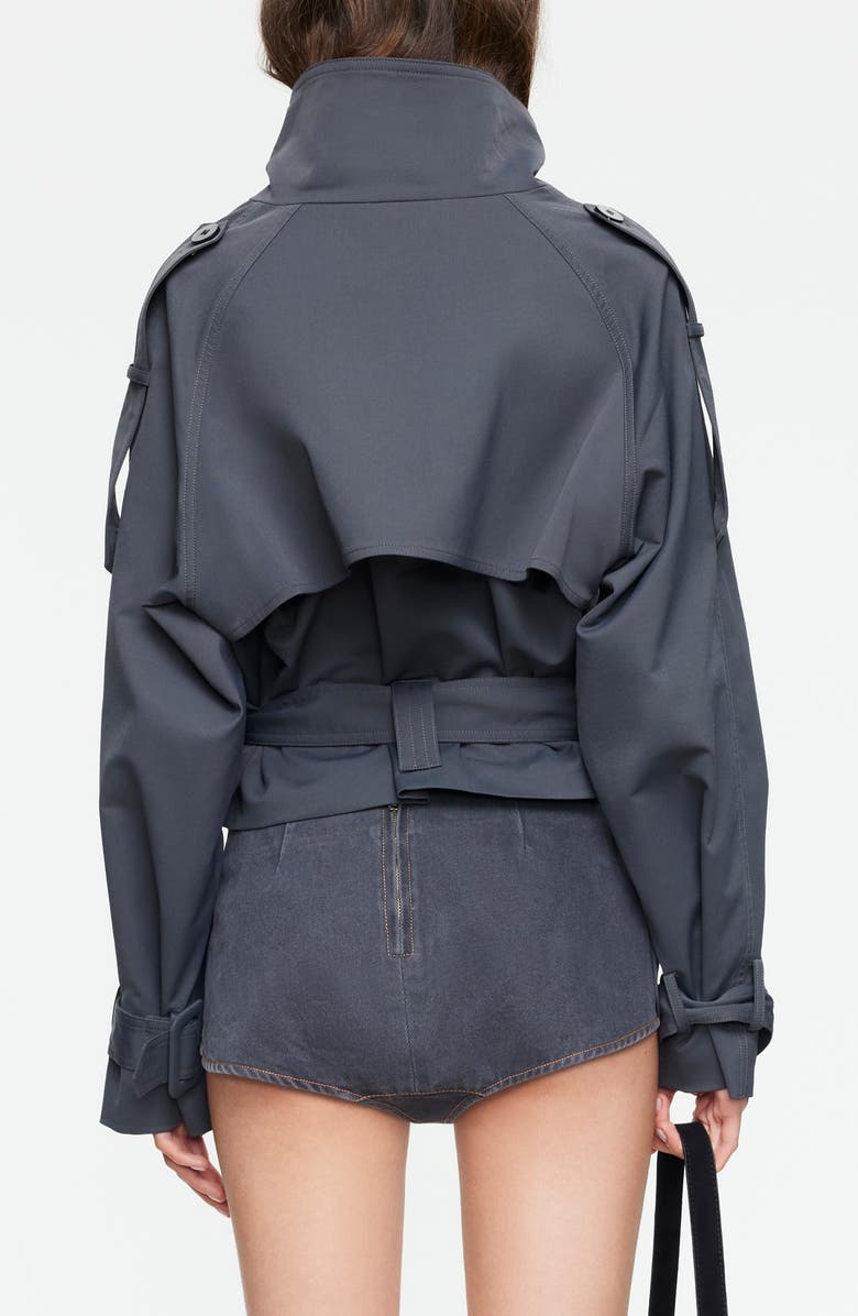 LIONESS Blanc Crop Trench Coat, Alternate, color, Slate