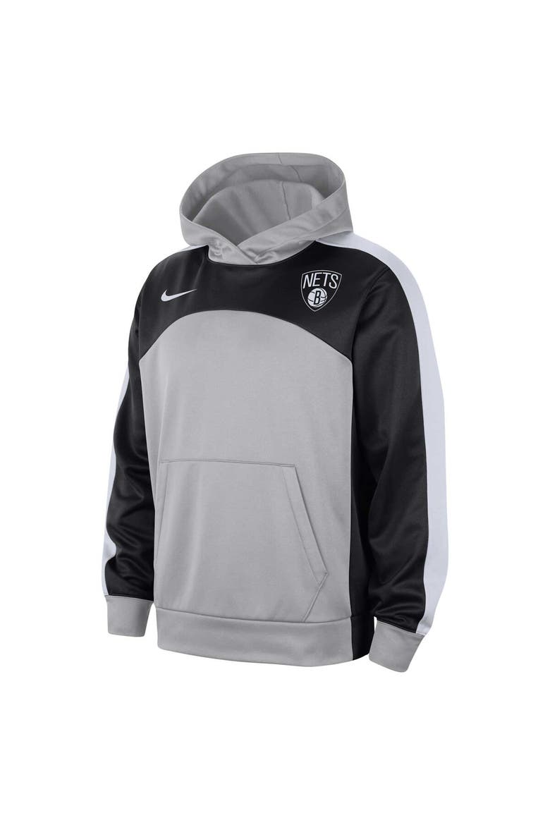 Men's Nike Silver/Black Brooklyn Nets Authentic Starting Five Force Performance Pullover Hoodie, Alternate, color, Silver