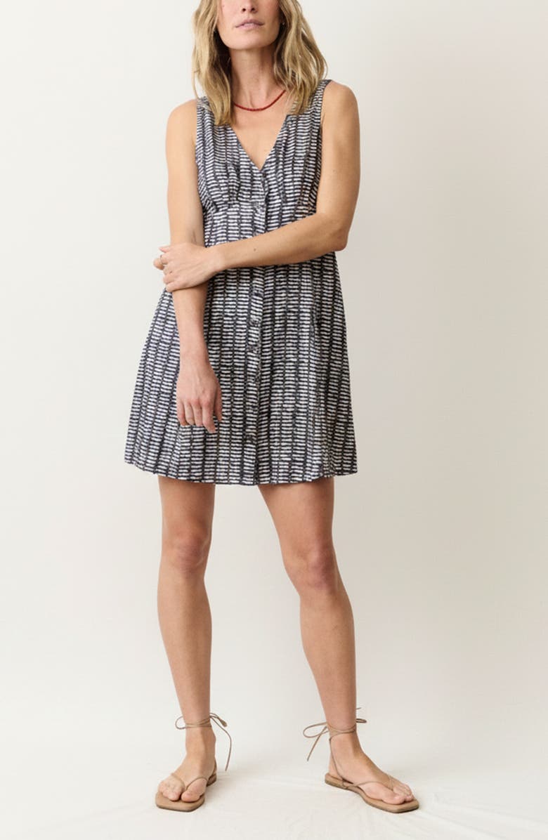Marine Layer Camila Sleeveless Hemp Blend Minidress, Main, color, Sardina Print