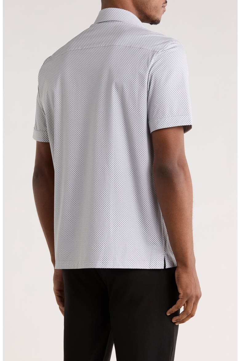 Print Short Sleeve Button-Up Shirt, Alternate, color, CEMENT