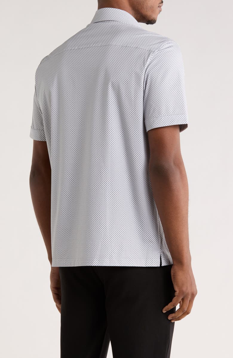 Bugatchi Print Short Sleeve Button-Up Shirt, Alternate, color, Cement