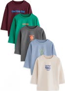NEXT Kids' 5-Pack Assorted Cotton Slogan T-Shirts
