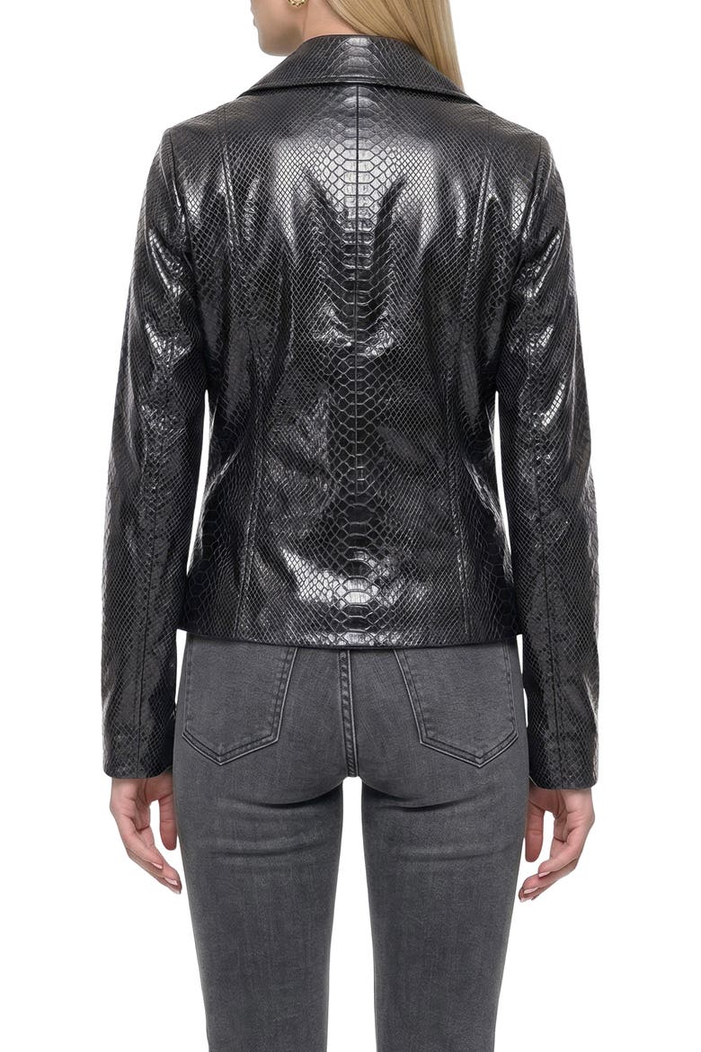 Genuine Metis Suede Pythn Printed Moto Zip Jacket, Alternate, color, ANTHRACITE