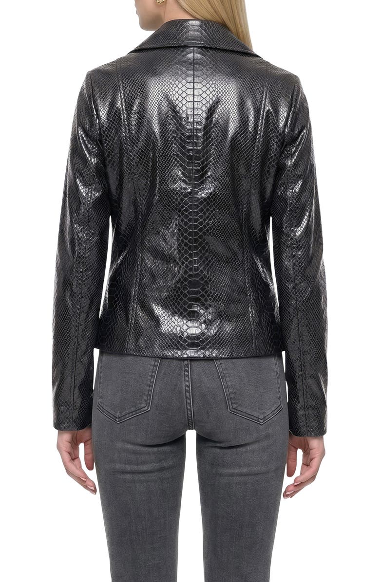 GORSKI Genuine Metis Suede Pythn Printed Moto Zip Jacket, Alternate, color, Anthracite