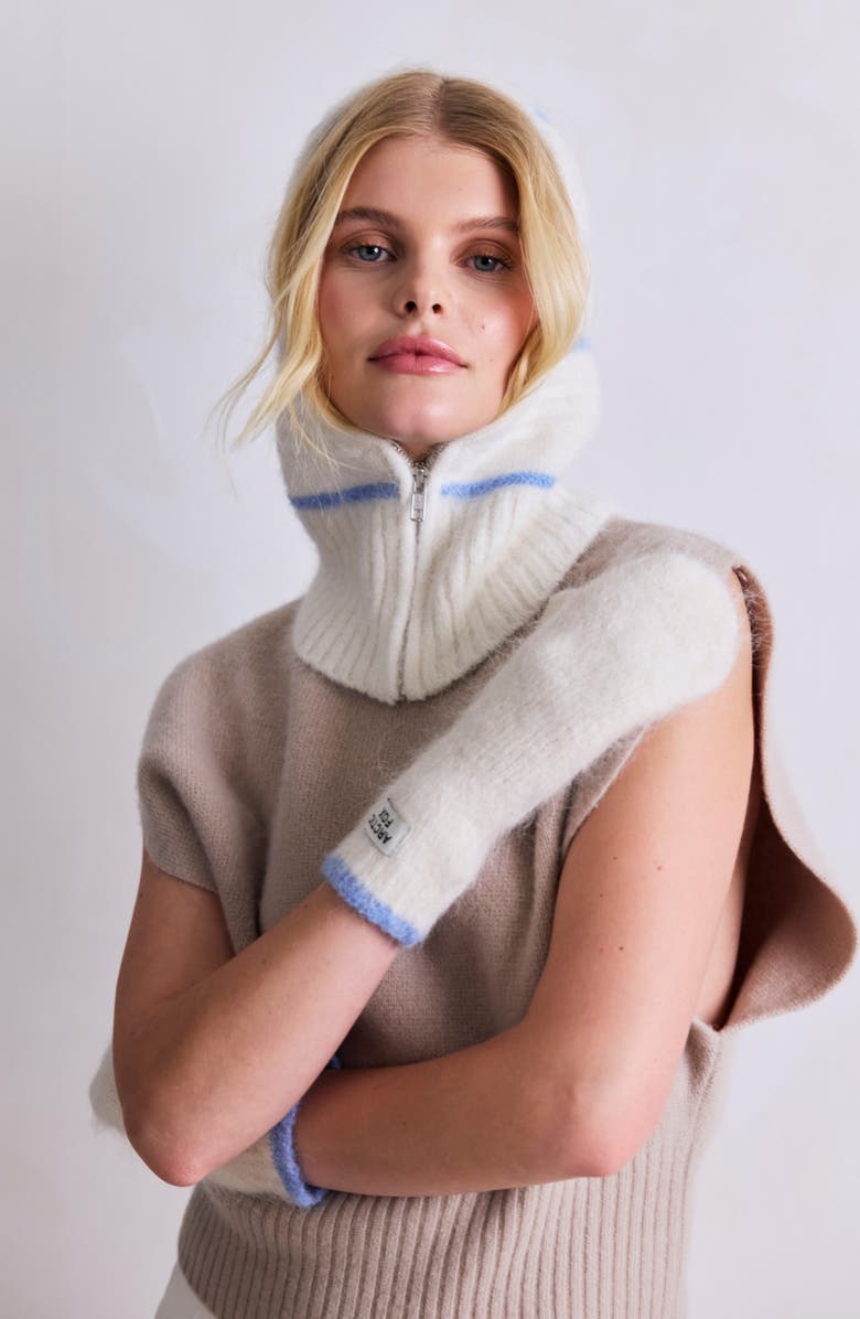 Arctic Fox & Co The Alpaca Blend Mittens, Alternate, color, Arctic White/ Sky Blue